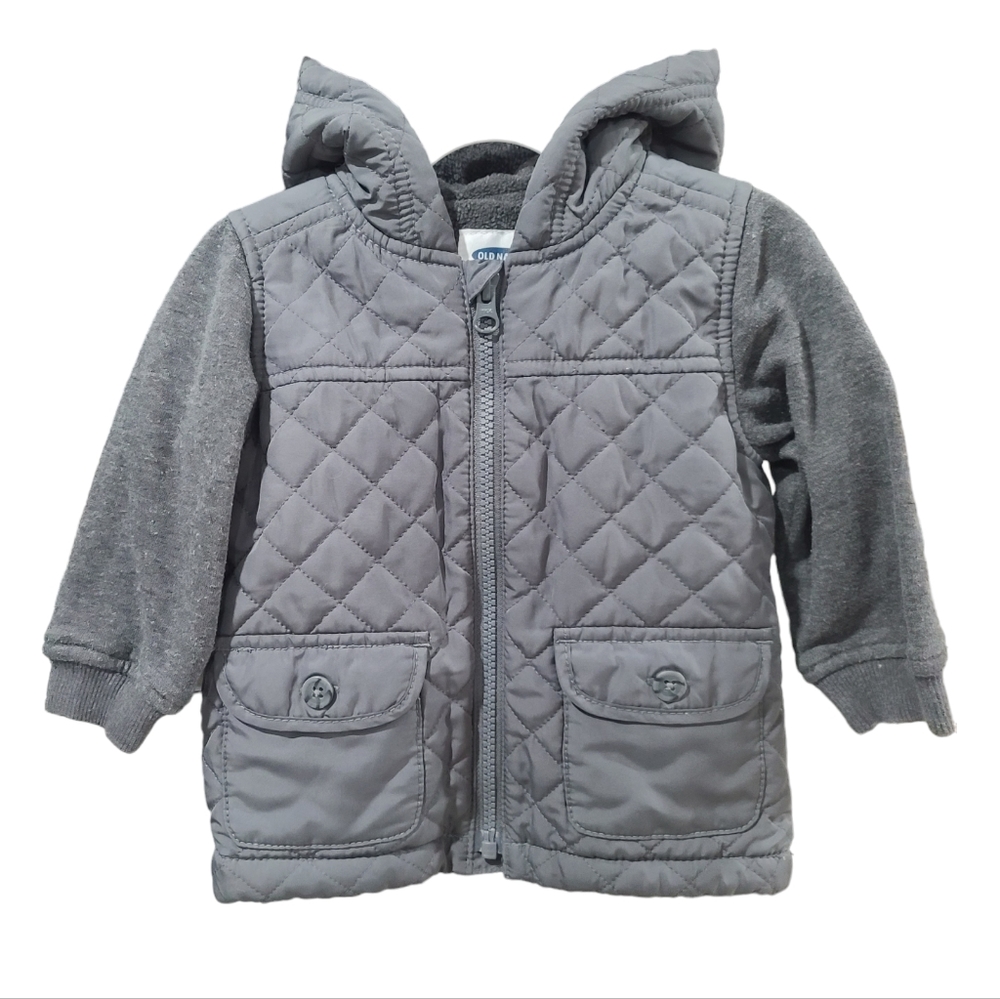 OLD NAVY/ Garanimals Kids Quilted Grey Hoodie Jacket And Sweater Size 12-18M, 2T - Picture 2 of 13
